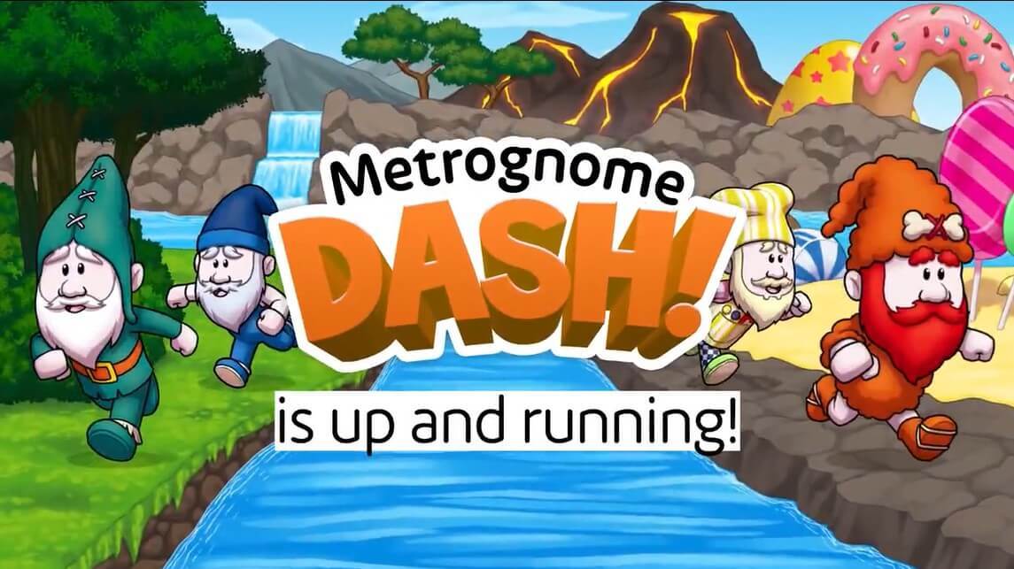 Metrognome Dash game artwork with Metrocentre’s gnome characters.